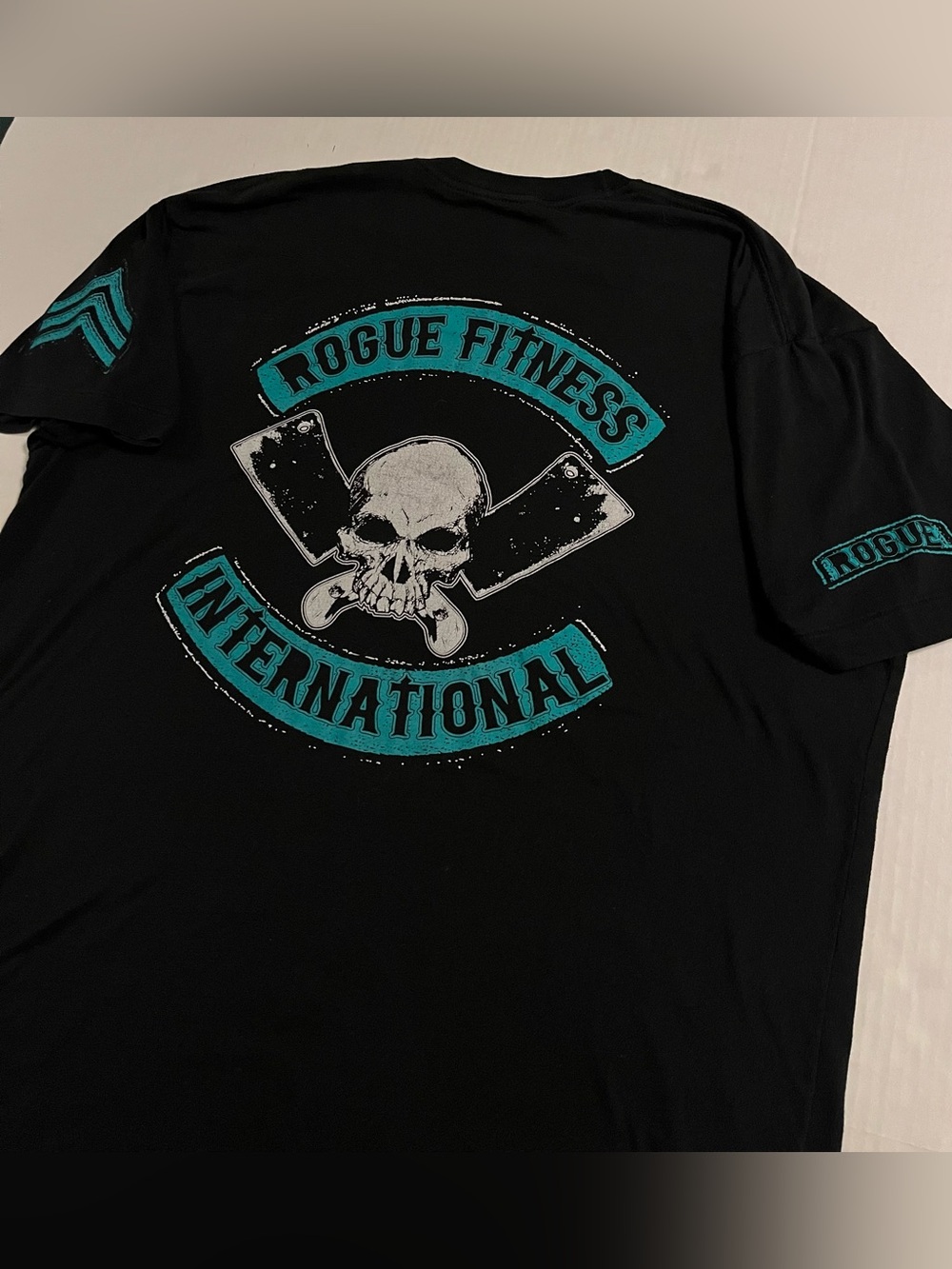 ROGUE Fitness Logo Skull Cleaver T-Shirt LARGE Workout Training CrossFit Black